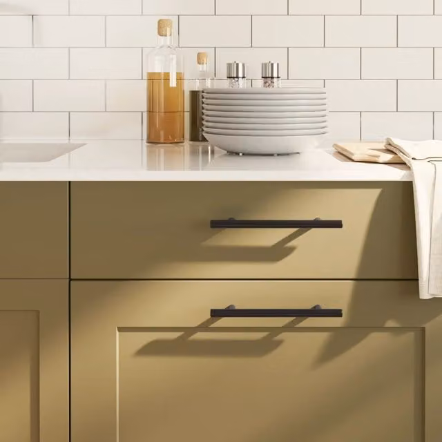 Berkfield Home Matt Black Stainless Steel Bar Cabinet Handles, 10 Pack, Length: 128 mm