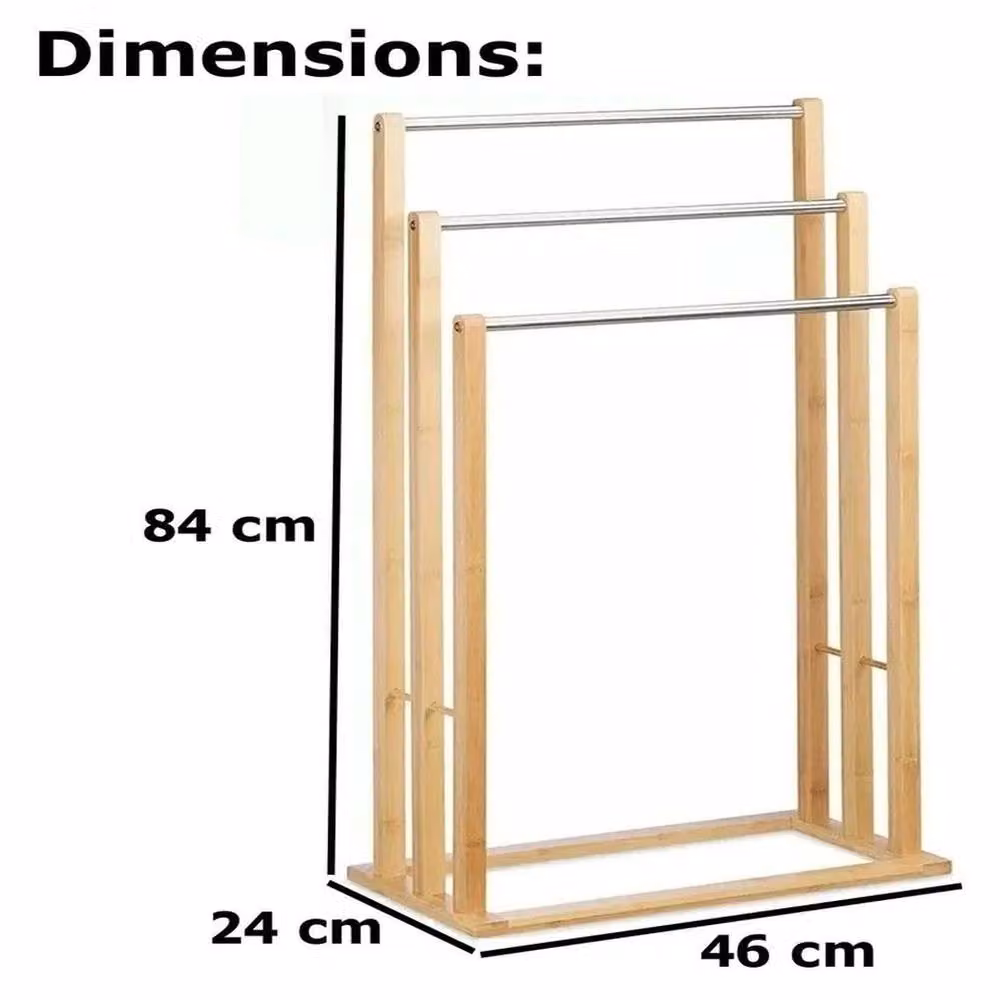 SPETLEK Bamboo Free Standing Towel Holder and Bathroom Drying Rack, Brown, H 84.0 cm x W 46.0 cm x D 24.0 cm – 2