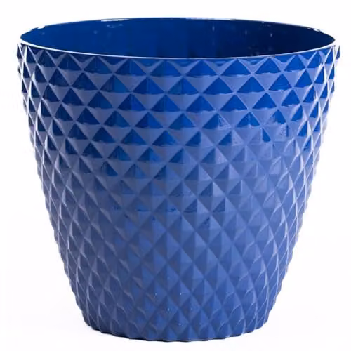 Garden Gear Diamond Planter in Blue, Weatherproof Recycled Plastic Pot, Diameter: 39.5 cm – 1