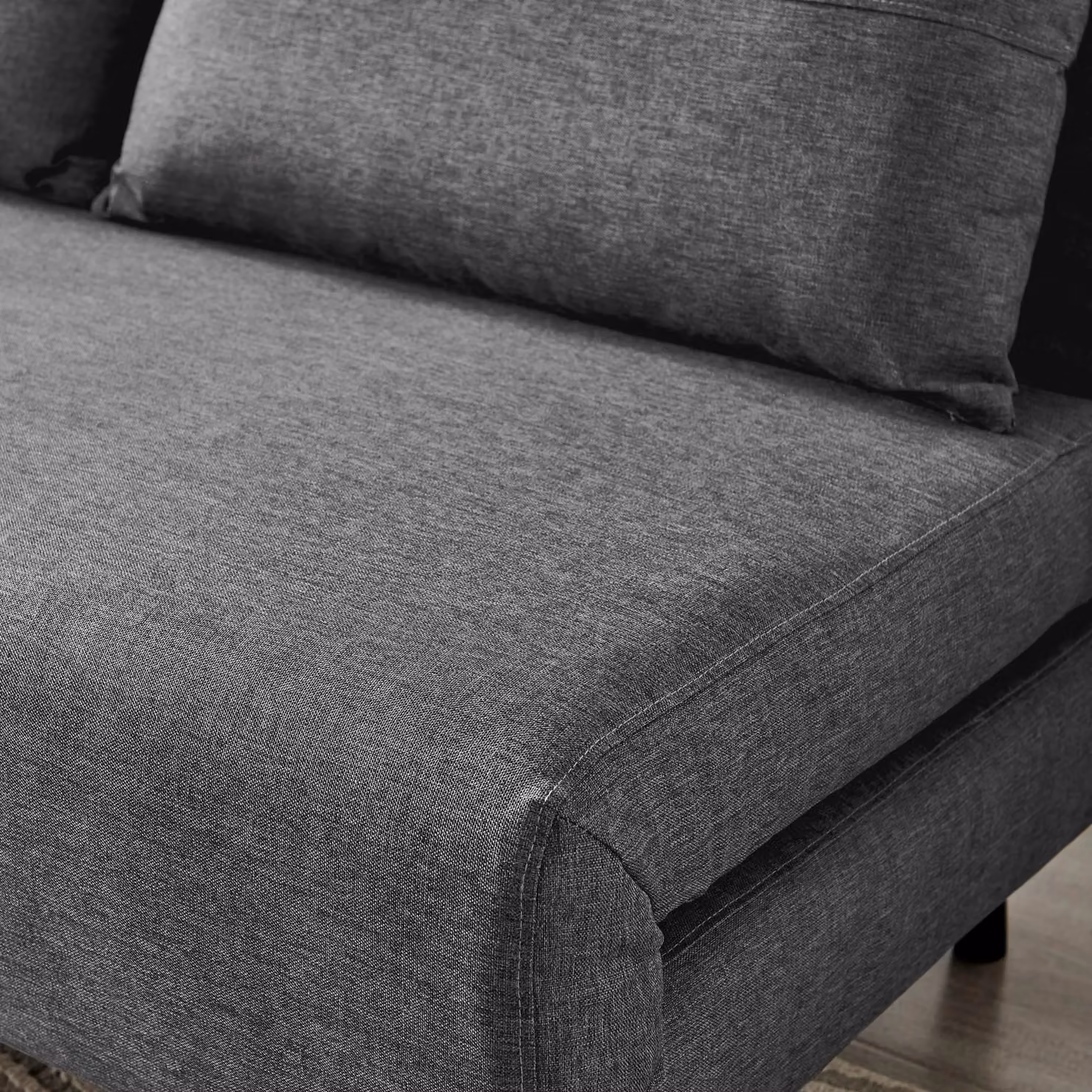FurnitureboxUK Bobby Compact Futon Inspired Sofa Bed in Dark Grey Soft Fabric – 2