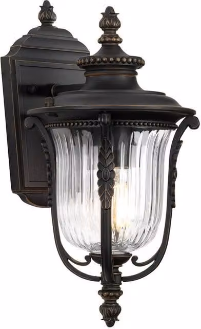 Netlighting Luverne Small Outdoor Wall Lantern in Rubbed Bronze and Brown with Transparent Glass, IP44, E27 – 1