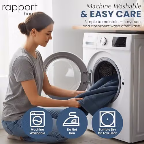 Rapport Home Eden Weave 2-Pack Cotton Bath Towels in Blue, W: 70 cm, D: 120 cm – 6