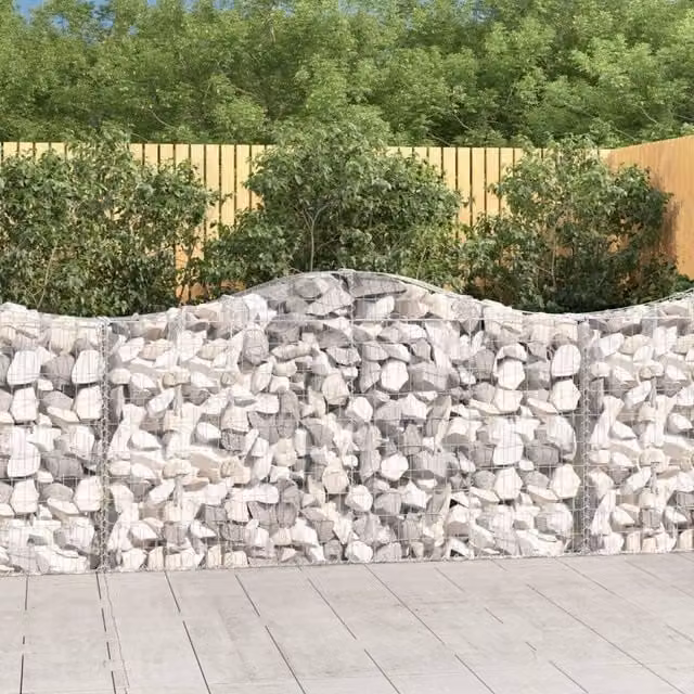 Berkfield Home Arched Gabion Baskets, 3 Piece Set, Silver Galvanised Steel, W: 200 cm, D: 30 cm, H: 100-120 cm