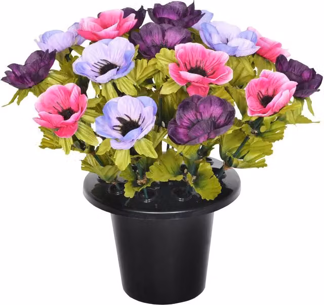 Sincere Floral Purple and Multicolour Artificial Rose Memorial Graveside Bowl