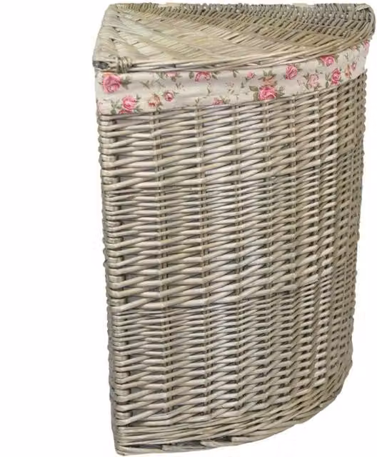 Red Hamper Antique Wash Wicker Laundry Basket with Removable Cotton Lining in Brown, Grey or Red, Diameter: 50 cm
