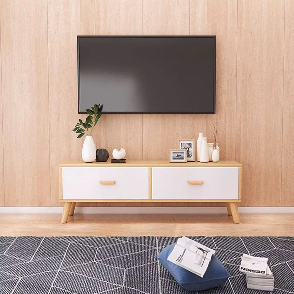 KORVIXA Modern White and Multicolour TV Stand Entertainment Media Center with Storage Cabinet W/D/H: 100 x 100 x 100 cm – 4