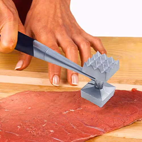Joeji's Kitchen Double Sided Zinc Alloy Meat Tenderiser Hammer in Silver – 4
