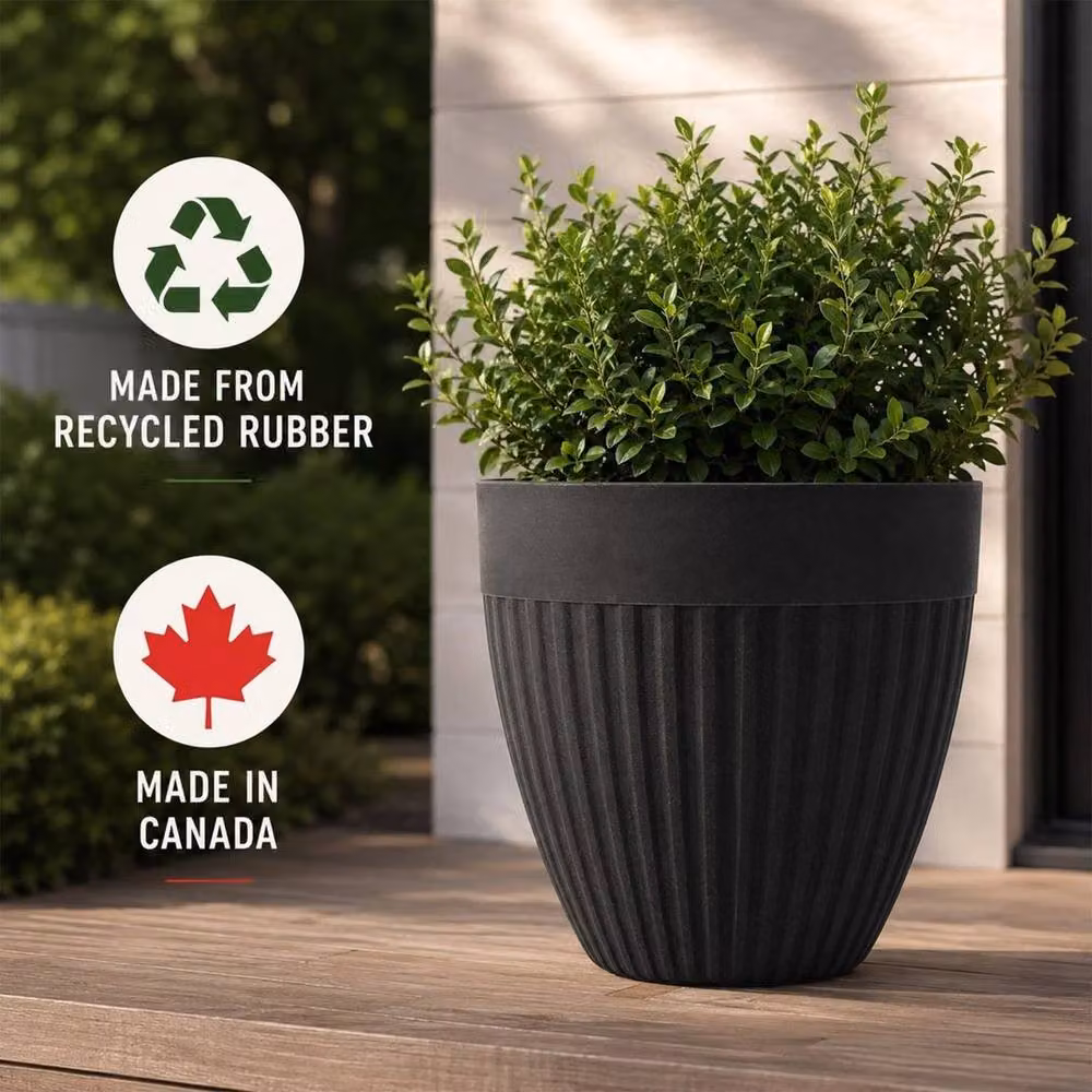 Spetlek Madison Rib Large Plant Pot, Pack of 2, Black – 3