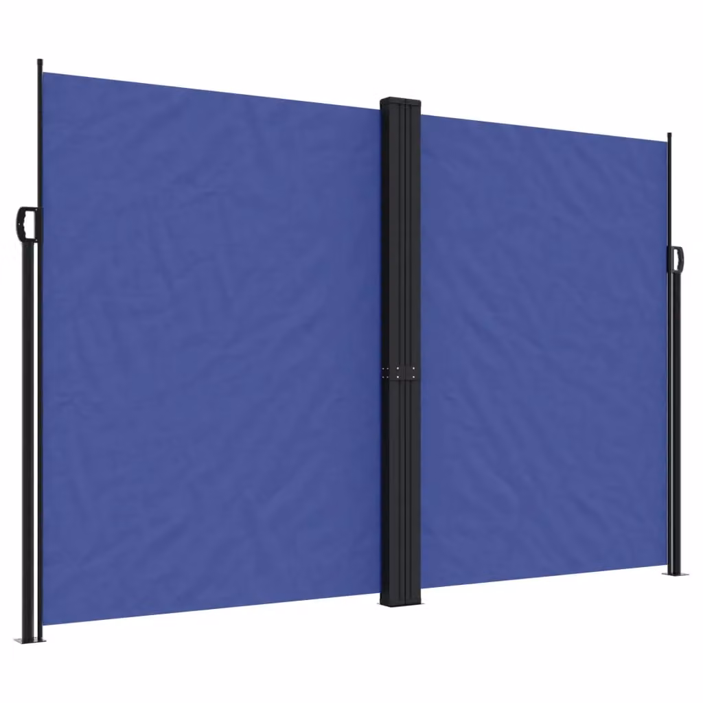 Berkfield Home Blue Retractable Side Awning with Manual Pull Polyester Fabric, W/H: 1000 x 220 cm – 2