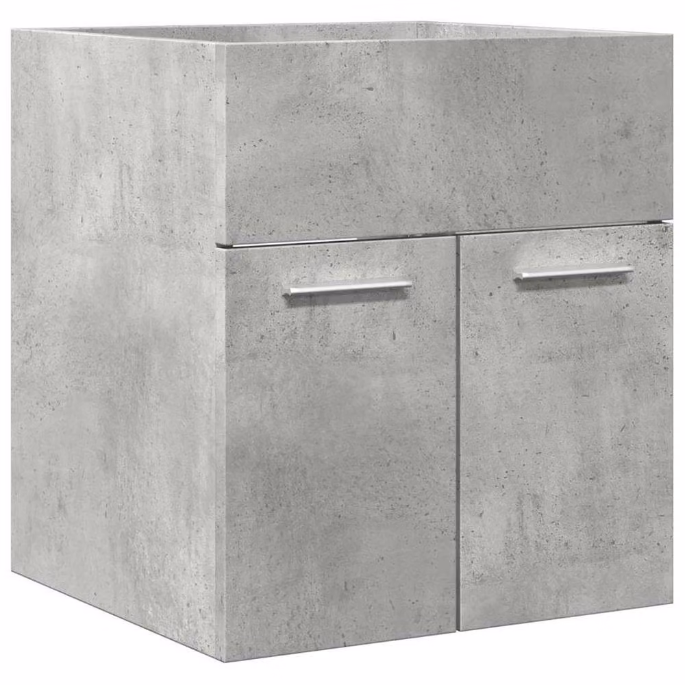 Berkfield Home 2 Piece Modern Wall Mounted Bathroom Furniture Set in Matt Concrete Grey – 2