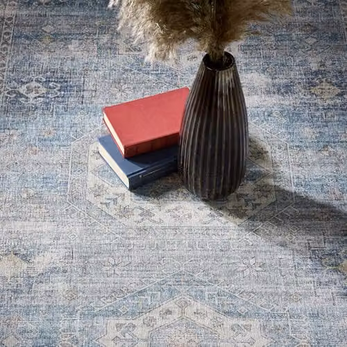 Phoenox Textiles Limited Origins Venice Washable Blue Chenille Rug, W: 120 cm, L: 170 cm – 4