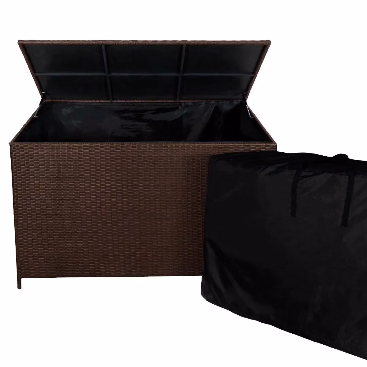 Monstershop Modern Rattan Corner Set and Storage Box in Brown and Black – 3
