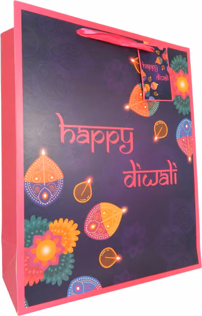 Peacock Supplies Happy Diwali Purple Paper Gift Bag