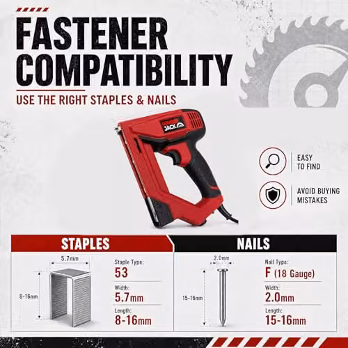 Lumberjack 2 in 1 Electric Brad Nailer and Stapler Gun in Red – 4