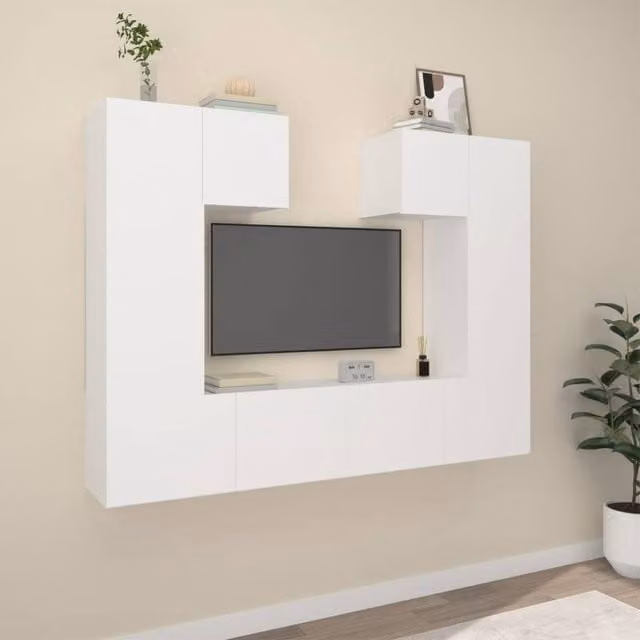 Berkfield Home 6 Piece White MDF TV Cabinet Set for your Living Room