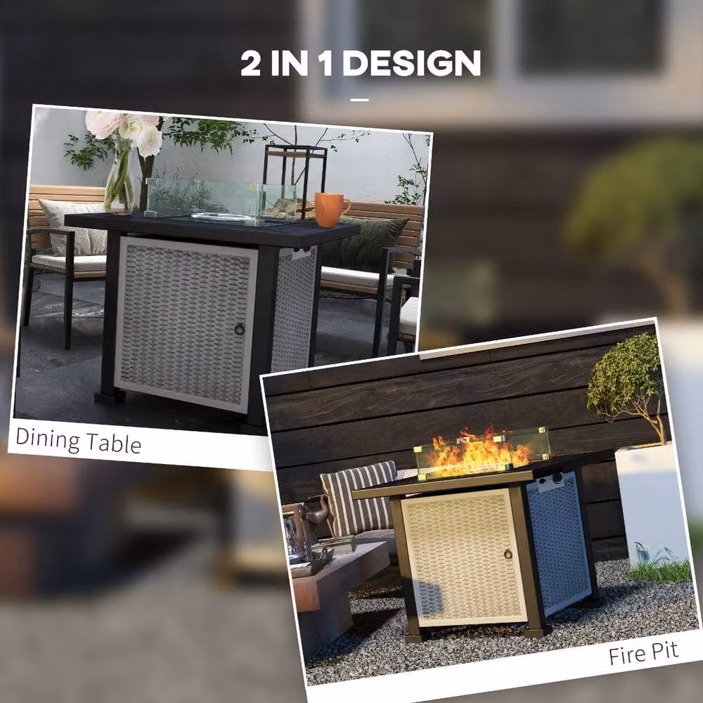 Rolipo Grey Gas Fire Pit Table, W/D/H: 81 x 81 x 64 cm – 5