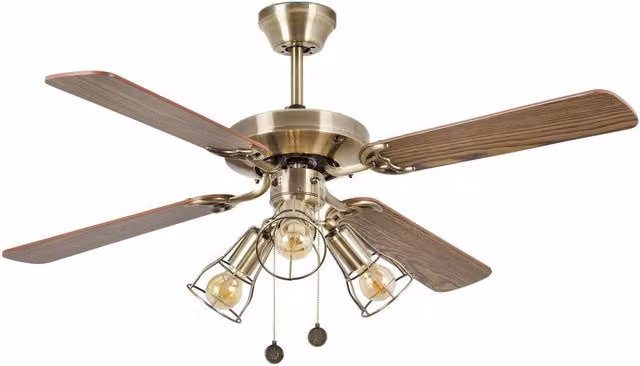 Faro Yakarta LED Ceiling Fan in Yellow and Gold/Brass