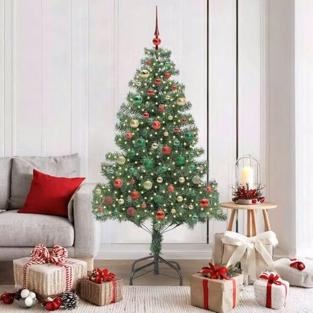 Berkfield Home Green PVC Christmas Tree with 300 LEDs and Stand, Height: 180 cm