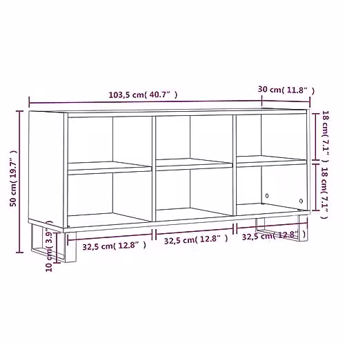 vidaXL Industrial TV Cabinet in Brown Smoked Oak, W/D/H: 103.5 x 30 x 50 cm – 3