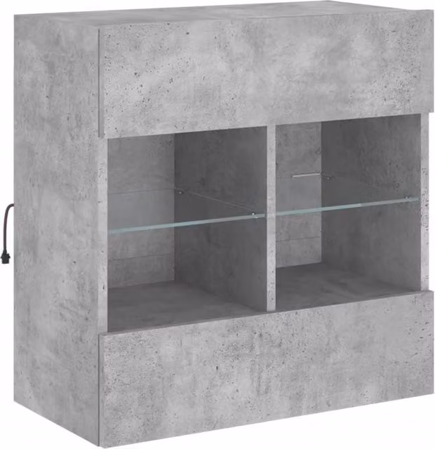 Berkfield Home Modern TV Wall Cabinet with LED Lights in Concrete Grey, W: 58.5 cm, D: 30 cm, H: 60.5 cm – 1