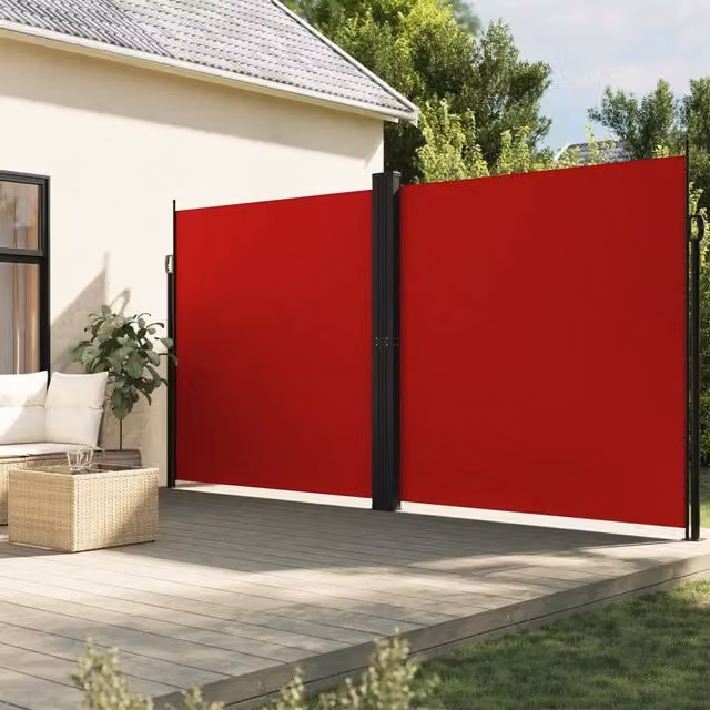 Berkfield Home Retractable Side Awning in Red, W/H: 600 x 220 cm