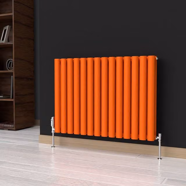 Lux Heat Oval Horizontal Coloured Radiator in Sunburst Orange, W: 78.0 cm, H: 60.0 cm