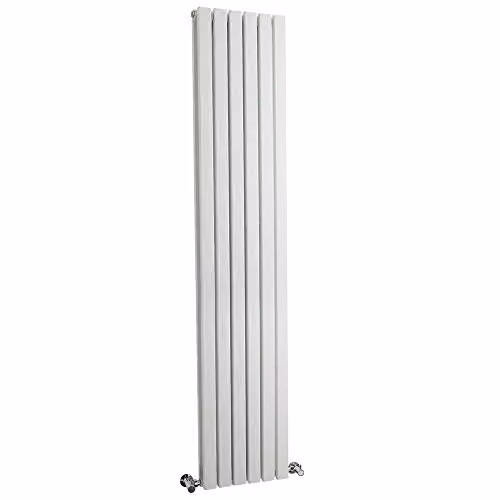 Hudson Reed HLW44 Sloane Modern Vertical Double Panel Designer Bathroom Radiator, White, H 180 cm x W 35.4 cm