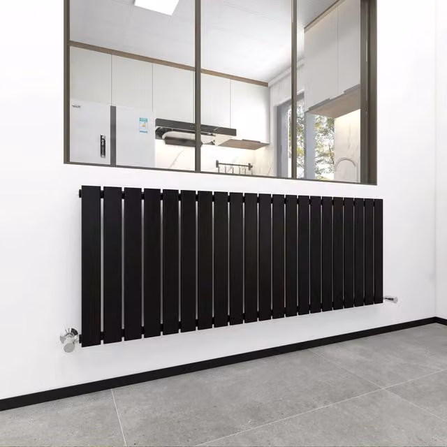 MCC Direct Designer Flat Panel Single Radiator, Black, W: 142.8 cm, H: 60 cm