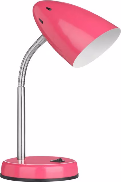 Premier Housewares Pink Modern Desk Lamp with Adjustable Chrome Metal Stem, W/D/H: 13 x 37 x 13 cm – 1