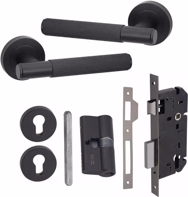 Golden Grace Matt Black Door Handle Set