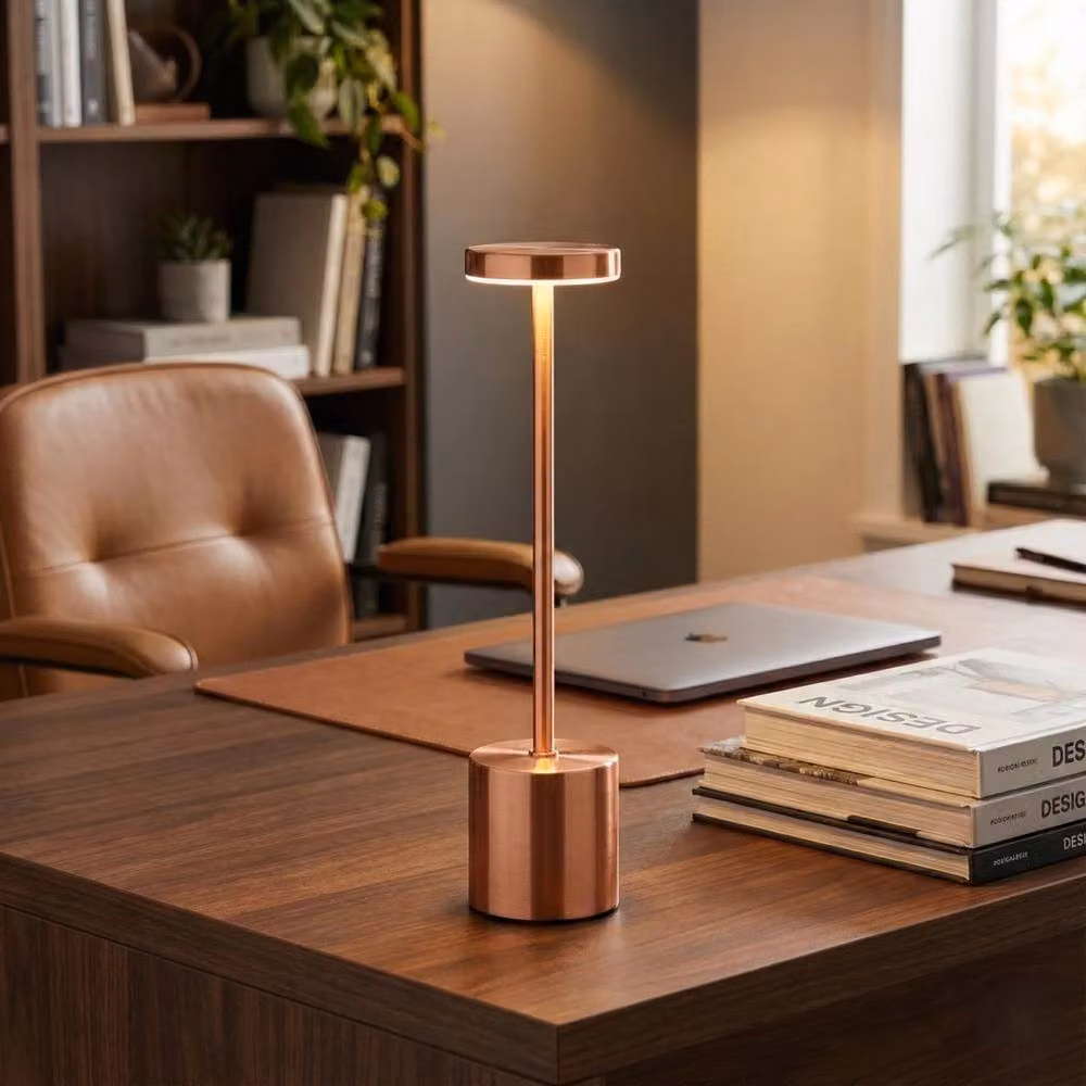 EONLION Copper LED Cordless Table Lamp with Touch Dimming and Warm White Light – 3