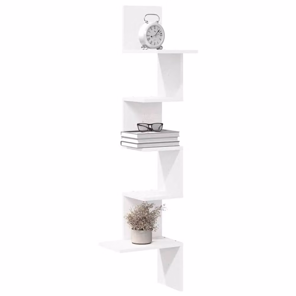 Berkfield Home White Wall Corner Shelf, W/D/H: 32 x 32 x 127.5 cm – 2