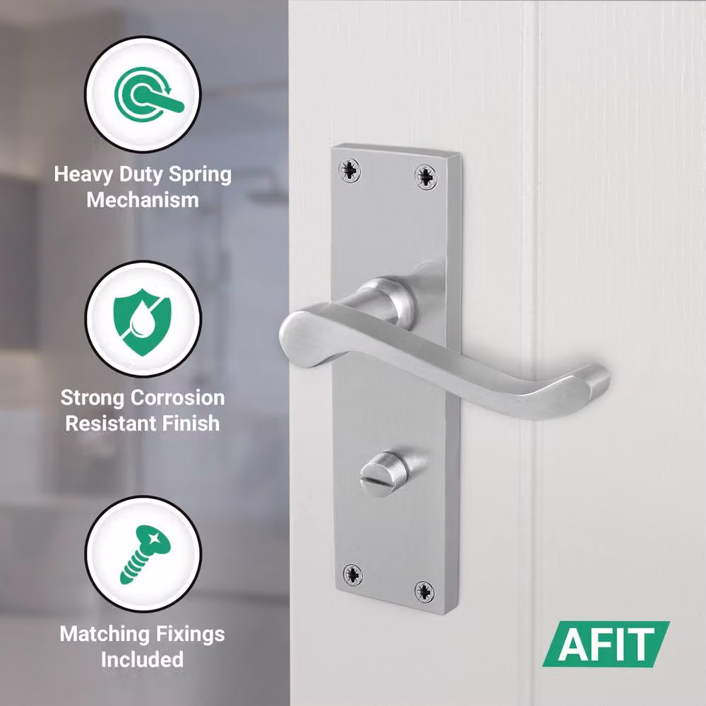 AFIT Satin Chrome Scroll Privacy Bathroom Door Handles, 1 Pair, Silver, W/D/H: 15 x 15 x 15 cm – 2