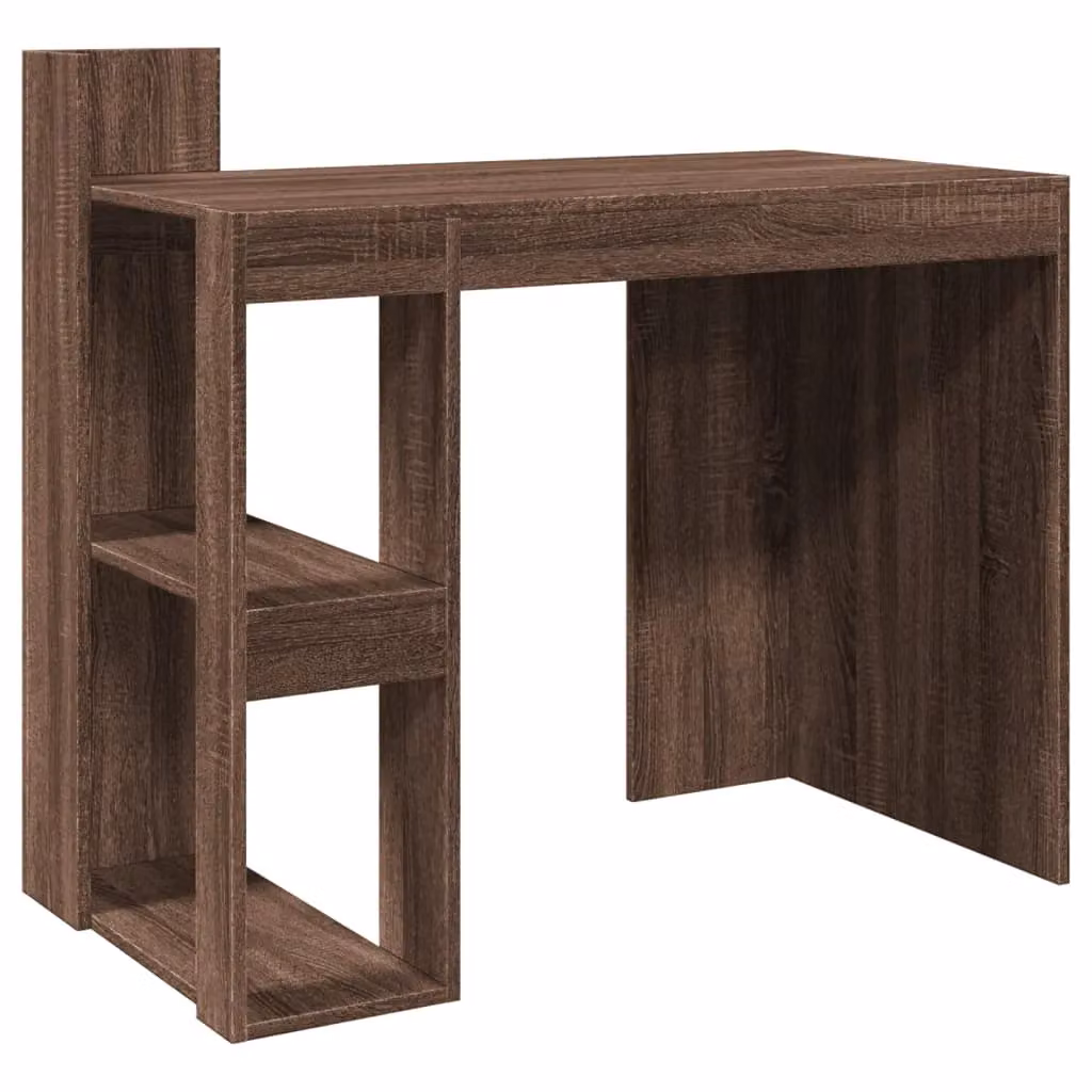 Berkfield Modern Computer Desk in Brown Oak, W/D/H: 103.5 x 56.5 x 94 cm – 2