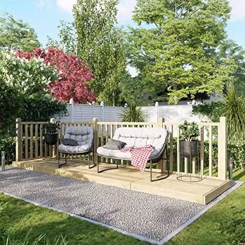 Powersheds Premium Wooden Decking Kit with Hand Rails in Brown