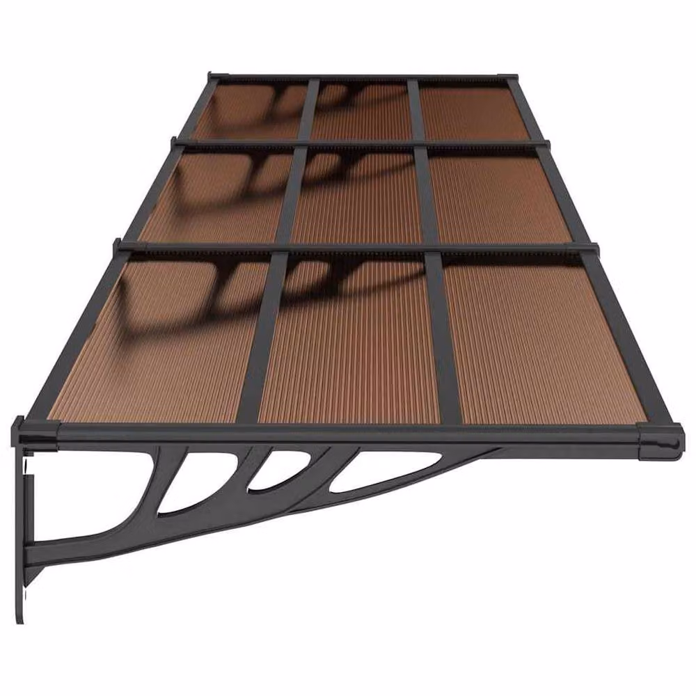 Berkfield Home Black Polycarbonate and Aluminium Door Canopy W: 358.5 cm, D: 90 cm – 4