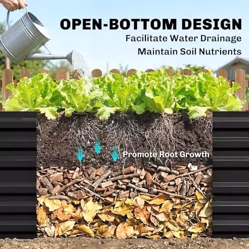 Outsunny Galvanised Steel Raised Bed for Vegetable and Ornamental Gardens, Black, W/D/H: 90 x 90 x 59 cm – 4