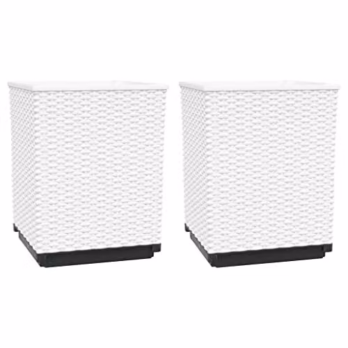 vidaXL Set of 2 White Polypropylene Planter Tubs, W/D/H: 30 x 30 x 37 cm – 1