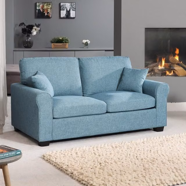 Artemis Home Dawson Modern Upholstered Sofabed in Petrol Blue with Solid Wood Frame and Pull Out Drawer, 100 x 200 cm