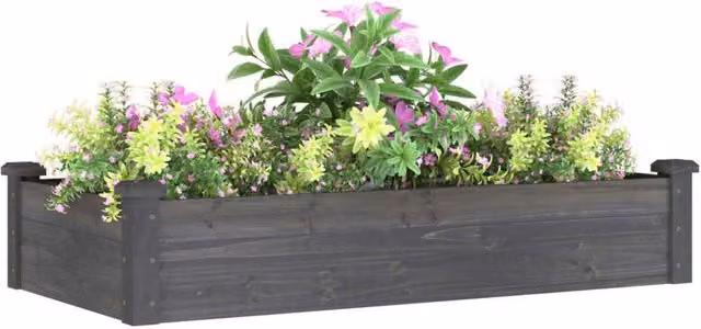 Berkfield Home Garden Raised Bed with Liner in Grey, Solid Wood, W/D/H: 120 x 60 x 25 cm
