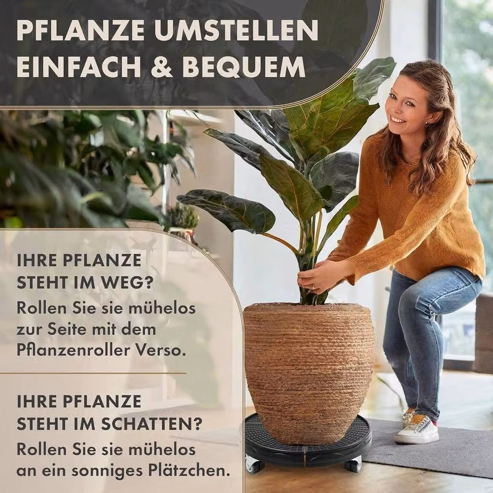 NESTLUNE Heavy Duty Rolling Plant Pot Base with 4 Universal Wheels, Black – 4