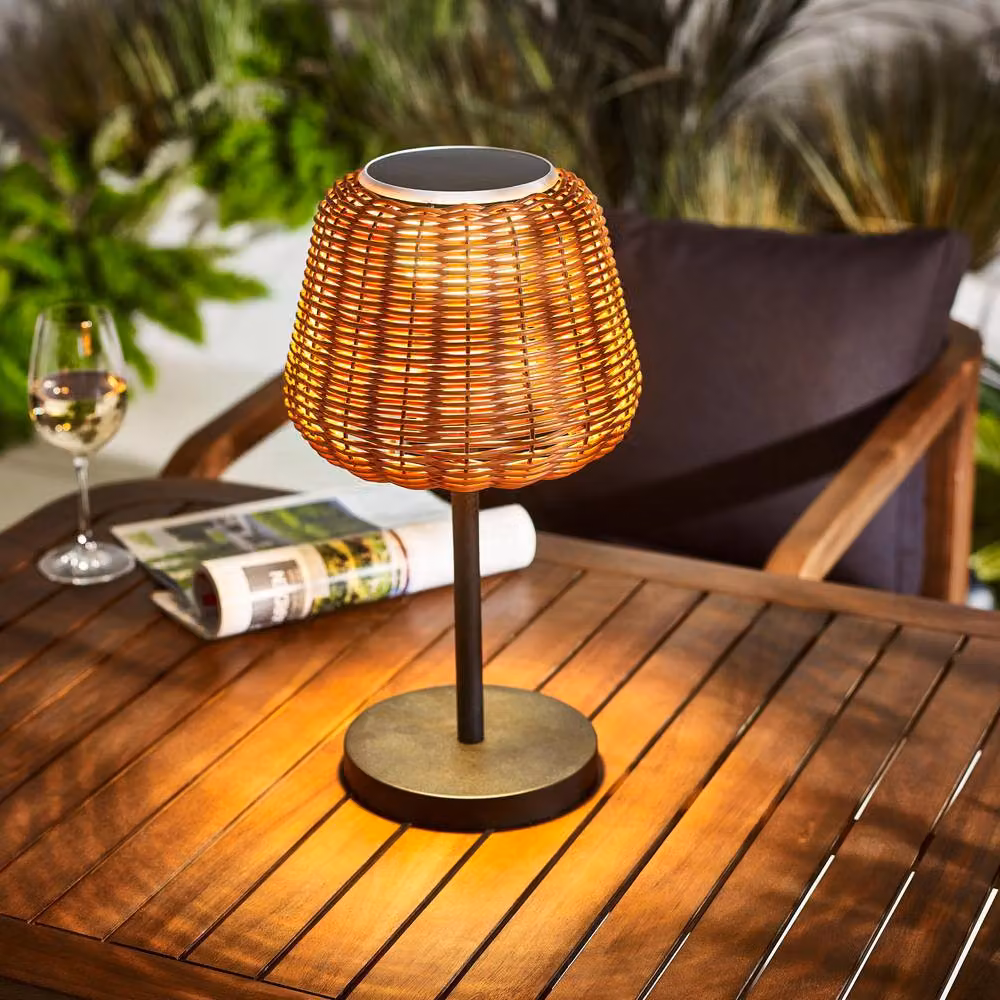 FurnitureboxUK Sundara Solar LED Rattan Outdoor Table Light in Brown – 3