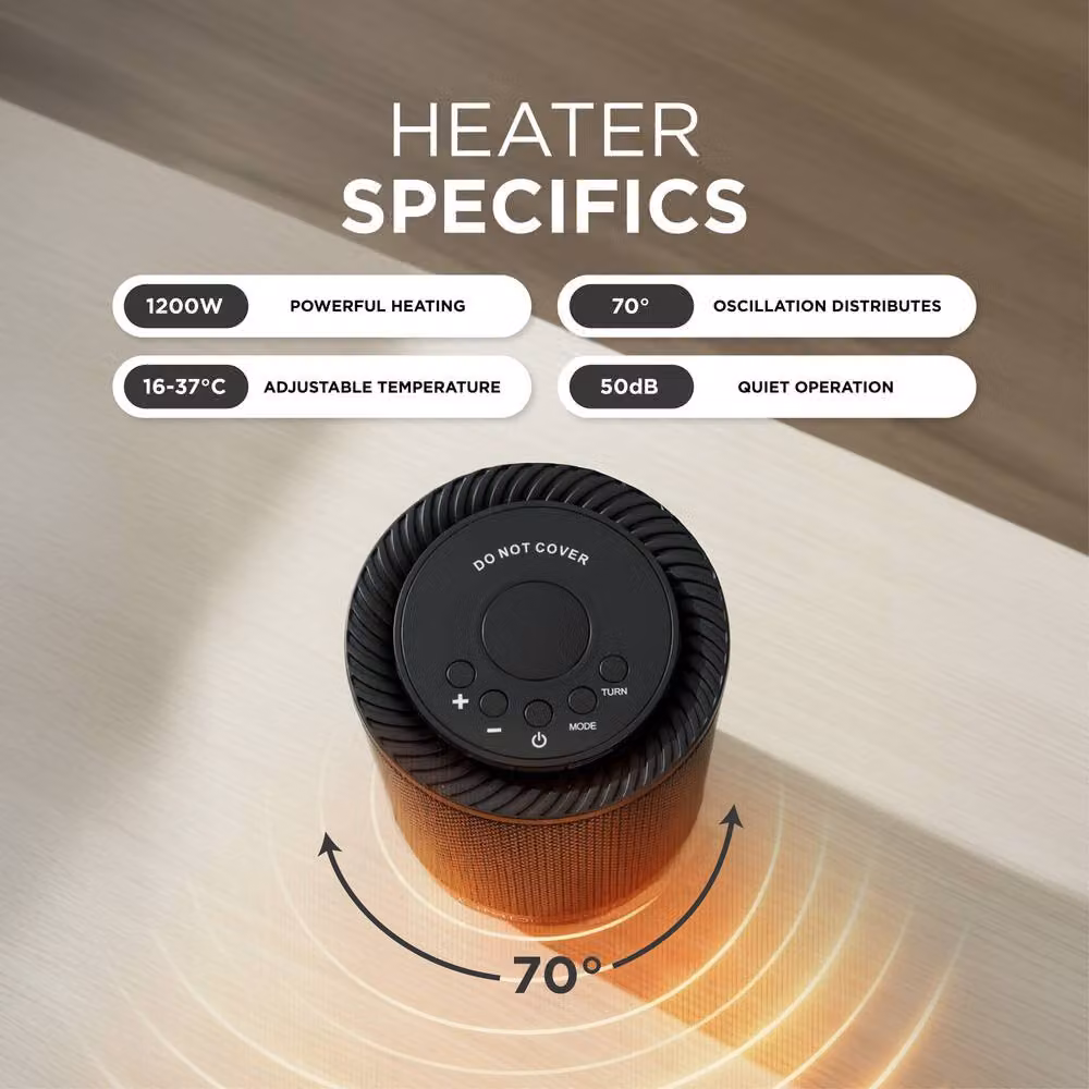 DMD Collective 9 inch Ceramic Fan Heater with Hot and Cold Air in Black – 6