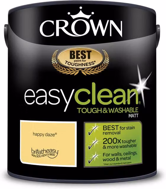 Crown Easyclean Yellow Matt Emulsion Wall Paint 2.5L – 1