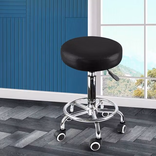 Levede Black Salon Swivel Stool with Hydraulic Lift and Castors