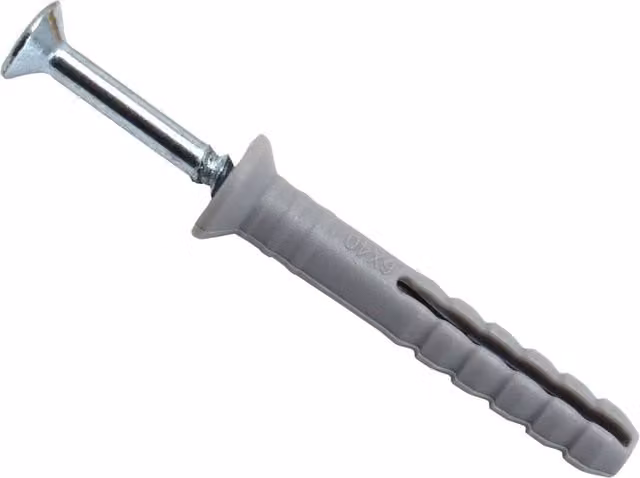 Masonmate Nylon Hammer-in Frame Plug with Galvanised Screw in Grey and Multicolour