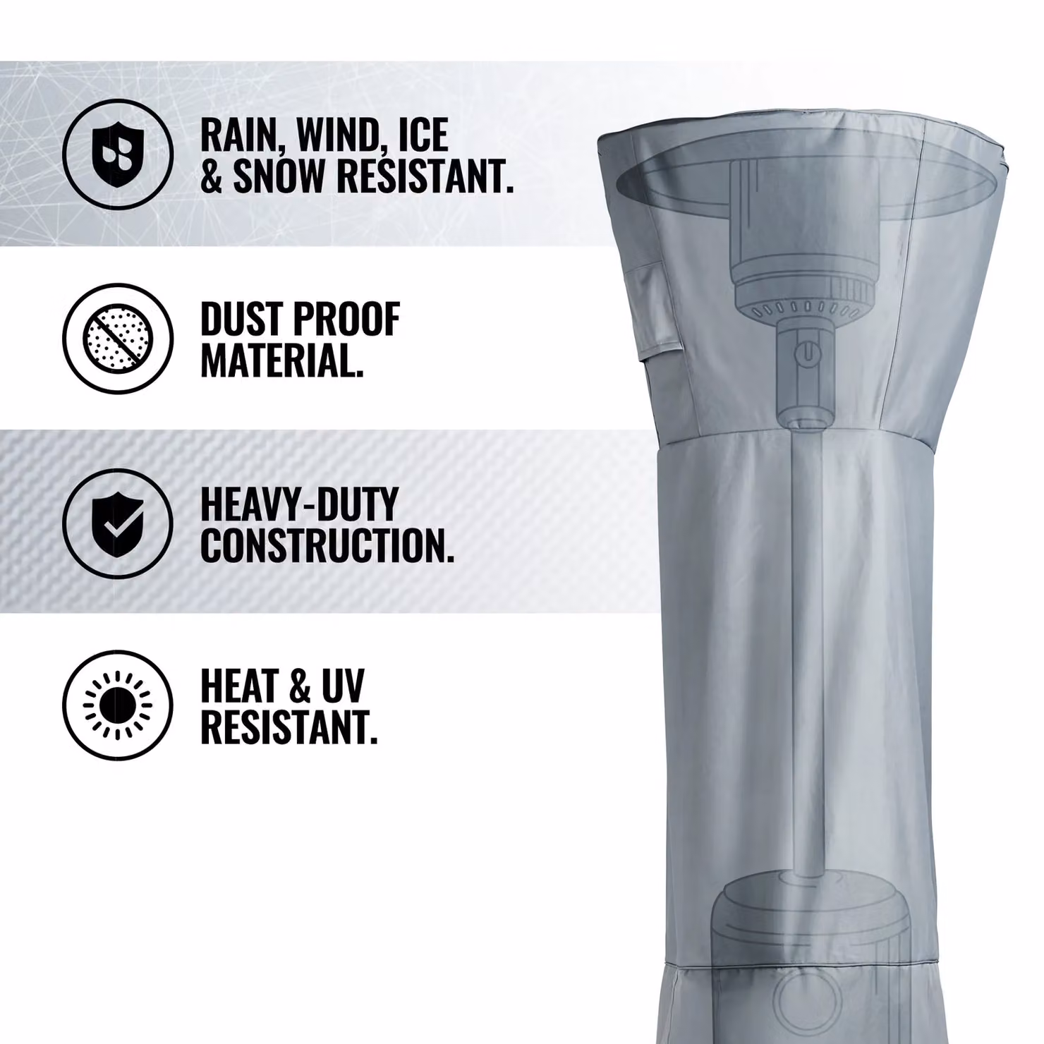VonHaus Heavy Duty Weatherproof Patio Heater Cover in Grey – 4