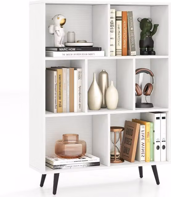 COSTWAY 7 Cube Freestanding Bookcase in White