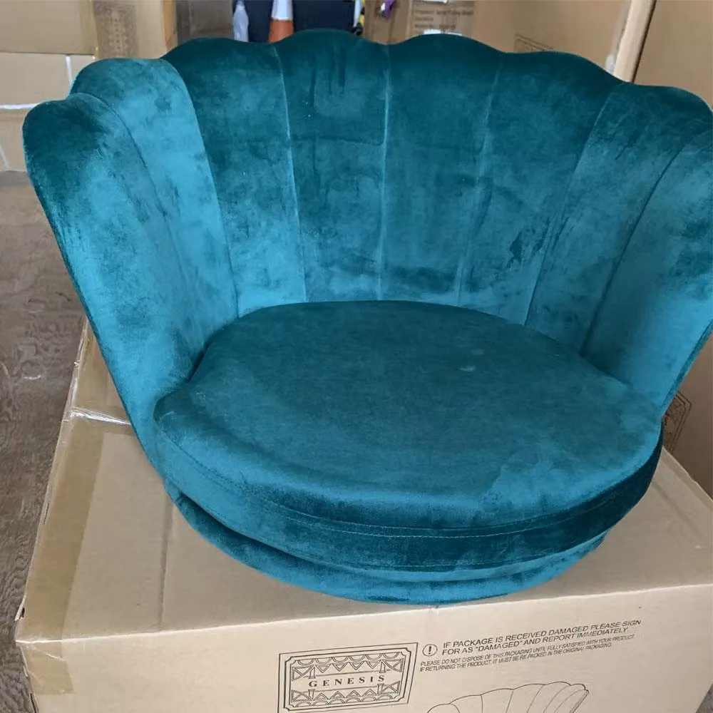 Genesis Flora Green Velvet Accent Chair with Petal Shell Back and Foam Padding – 4