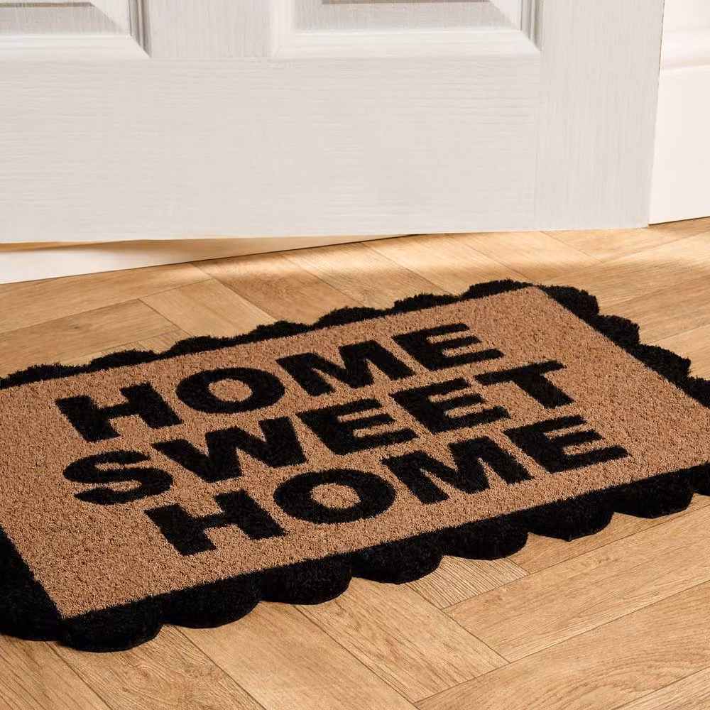 OHS Scallop Edge Slogan Coir Doormat, Black and Brown, W/D/H: 60 x 40 x 1 cm – 2